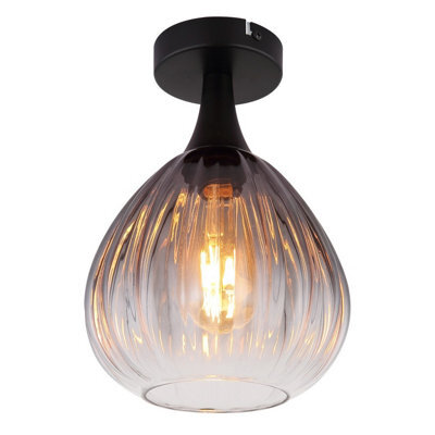 Luminosa Lighting Luminosa Olsen Globe Ceiling Light Matt Black Smoke Glass Shade 1X E27 - image 1