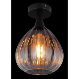 Luminosa Lighting Luminosa Olsen Globe Ceiling Light Matt Black Smoke Glass Shade 1X E27 - thumbnail 3