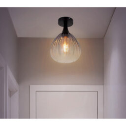 Luminosa Lighting Luminosa Olsen Globe Ceiling Light Matt Black Smoke Glass Shade 1X E27 - thumbnail 4