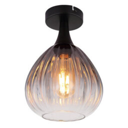 Luminosa Lighting Luminosa Olsen Globe Ceiling Light Matt Black Smoke Glass Shade 1X E27 - thumbnail 1