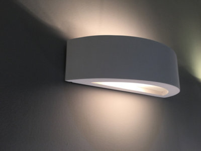 Harper Living Ceramic Full Semi-Circle Wall Light, Up And Down Light White Paintable Finish E14 Socket (No Bulb) - image 1