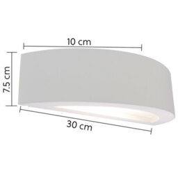 Harper Living Ceramic Full Semi-Circle Wall Light, Up And Down Light White Paintable Finish E14 Socket (No Bulb) - thumbnail 6