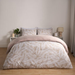OHS Tropical Leaf Duvet Cover Reversible Bedding Set, Natural - King - thumbnail 1