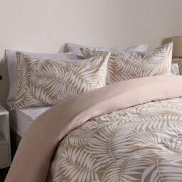 OHS Tropical Leaf Duvet Cover Reversible Bedding Set, Natural - King - thumbnail 4