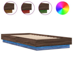 Berkfield Bed Frame Without Mattress With Led Lights Brown Oak 90X200 Cm - thumbnail 2