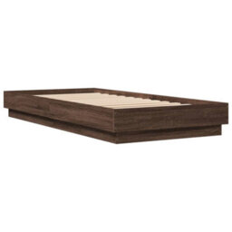 Berkfield Bed Frame Without Mattress With Led Lights Brown Oak 90X200 Cm - thumbnail 3