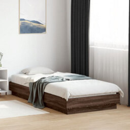 Berkfield Bed Frame Without Mattress With Led Lights Brown Oak 90X200 Cm - thumbnail 4