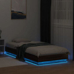Berkfield Bed Frame Without Mattress With Led Lights Brown Oak 90X200 Cm - thumbnail 5