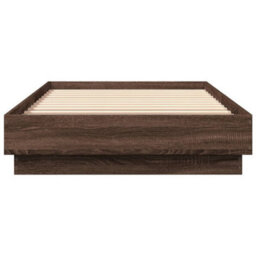 Berkfield Bed Frame Without Mattress With Led Lights Brown Oak 90X200 Cm - thumbnail 6