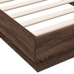 Berkfield Bed Frame Without Mattress With Led Lights Brown Oak 90X200 Cm - thumbnail 9
