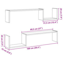 Walplus Wall Shelf 2 Pcs Black Oak 100 X 15 X 20 Cm Engineered Wood - thumbnail 7