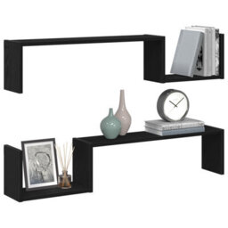 Walplus Wall Shelf 2 Pcs Black Oak 100 X 15 X 20 Cm Engineered Wood - thumbnail 3