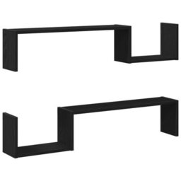 Walplus Wall Shelf 2 Pcs Black Oak 100 X 15 X 20 Cm Engineered Wood - thumbnail 2