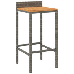 Berkfield 7 Piece Garden Bar Set Grey Poly Rattan& Solid Wood Acacia - thumbnail 4