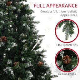 Homcom 7 Ft Artificial Led Christmas Tree With Metal Base, Hinged Branches - thumbnail 7
