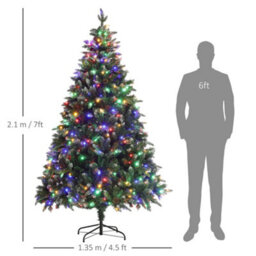 Homcom 7 Ft Artificial Led Christmas Tree With Metal Base, Hinged Branches - thumbnail 3