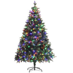 Homcom 7 Ft Artificial Led Christmas Tree With Metal Base, Hinged Branches - thumbnail 2