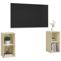 Berkfield Tv Cabinets 2 Pcs Sonoma Oak 72X35X36.5 Cm Engineered Wood - thumbnail 3