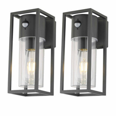 First Choice Lighting Set Of 2 Hale - Black Outdoor Motion Sensor Ip44 Security Wall Light - image 1