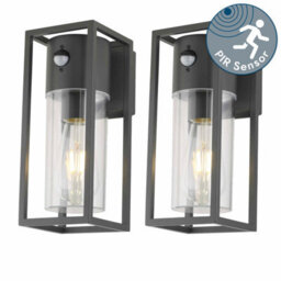 First Choice Lighting Set Of 2 Hale - Black Outdoor Motion Sensor Ip44 Security Wall Light - thumbnail 2