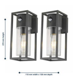 First Choice Lighting Set Of 2 Hale - Black Outdoor Motion Sensor Ip44 Security Wall Light - thumbnail 7