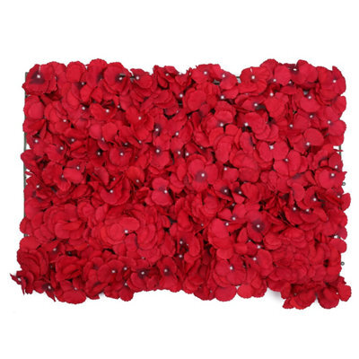 Neel Blue Artificial Flower Wall Backdrop Panel, 60Cm X 40Cm, Dark Red - image 1