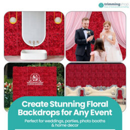 Neel Blue Artificial Flower Wall Backdrop Panel, 60Cm X 40Cm, Dark Red - thumbnail 9