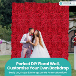 Neel Blue Artificial Flower Wall Backdrop Panel, 60Cm X 40Cm, Dark Red - thumbnail 8