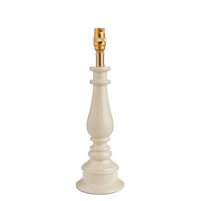 Loops Elegant Almond White Table Lamp Base With Warm Brass Plate For Stylish Home Decor - image 1