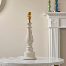 Loops Elegant Almond White Table Lamp Base With Warm Brass Plate For Stylish Home Decor - thumbnail 2