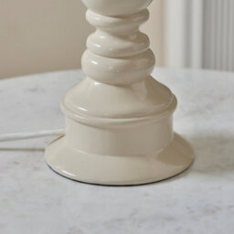 Loops Elegant Almond White Table Lamp Base With Warm Brass Plate For Stylish Home Decor - thumbnail 5