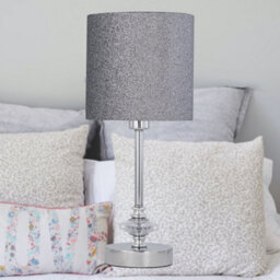 First Choice Lighting Set Of 2 Chrome Jewelled Table Lamp With Silver Glitter Shades - thumbnail 5