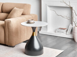 Beliani Side Table Ituna Ceramic Black/ White - thumbnail 2