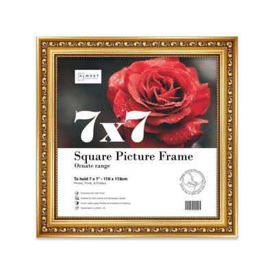 7X7 Gold Ornate Picture Frame (17.8 X 17.8Cm) Poster, Photo, Artwork, Gallery Wall Or Print - image 1