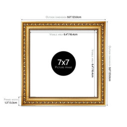 7X7 Gold Ornate Picture Frame (17.8 X 17.8Cm) Poster, Photo, Artwork, Gallery Wall Or Print - thumbnail 2