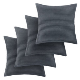 Ameha Grey Stripe Velvet Cushion Cover 18X18 Inch, Set Of 4 Soft, Breathable & Hypoallergenic With Invisible Zip - thumbnail 9