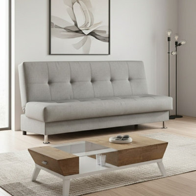 Enduro Iii Sofa Bed 193 Cm With Click Clack Mechanism Storage Comfortable Fold Out Couch With Wooden Frame Light Grey - image 1