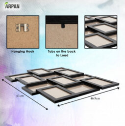 "Arpan Multi Aperture Picture Wooden Photo Frame Holds 12 X 6X4"" Inch Photo Frames, Collage Picture Wall-Mounted Frame (Black)" - thumbnail 4
