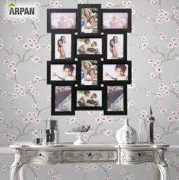 "Arpan Multi Aperture Picture Wooden Photo Frame Holds 12 X 6X4"" Inch Photo Frames, Collage Picture Wall-Mounted Frame (Black)" - thumbnail 2