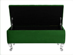 Londona 120Cm Chesterfield Ottoman Storage Bench - Plush Velvet Shoe Bench- Forest Green Upholstery Footstool With Storage - thumbnail 2
