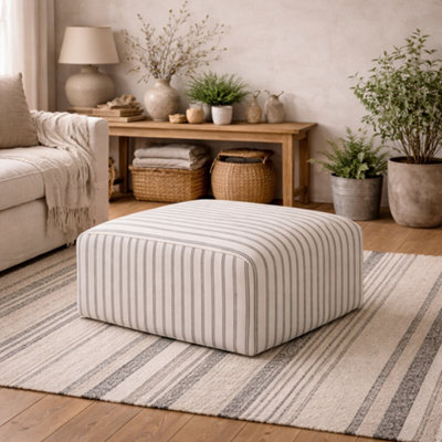 Wyld Haus Malmo Chalk Stripe Upholstered Square Pouffe - image 1