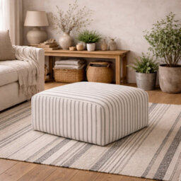Wyld Haus Malmo Chalk Stripe Upholstered Square Pouffe - thumbnail 1