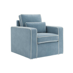 Wyld Haus Moose Retro Duck Egg Blue Velvet Upholstered Armchair - thumbnail 2