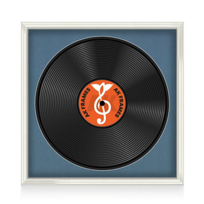 "16X16"" White Swept Vinyl Record Frame With Pompadour Mount For 12 Inch Lp Disc - Ak Frames" - image 1