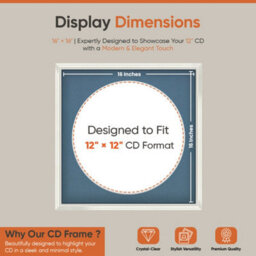 "16X16"" White Swept Vinyl Record Frame With Pompadour Mount For 12 Inch Lp Disc - Ak Frames" - thumbnail 2