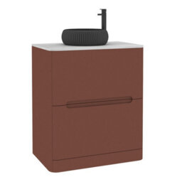 Royal Bathrooms Venice 700mm Terracotta Clay Freestanding Bathroom Countertop Vanity Unit 2 Drawer With Milan Black Basin - thumbnail 7