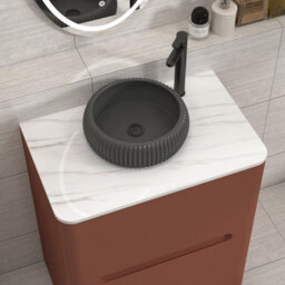 Royal Bathrooms Venice 700mm Terracotta Clay Freestanding Bathroom Countertop Vanity Unit 2 Drawer With Milan Black Basin - thumbnail 6