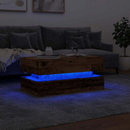 Berkfield Coffee Table With Led Lights Old Wood 90X50X40 Cm - thumbnail 5
