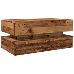 Berkfield Coffee Table With Led Lights Old Wood 90X50X40 Cm - thumbnail 3