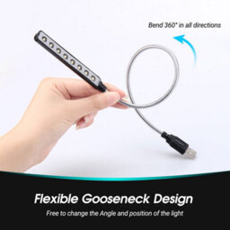 Usb Powered Led Lamp Light With Flexible Gooseneck For Keyboard, Desk, Or Reading - August Lec101B - thumbnail 4